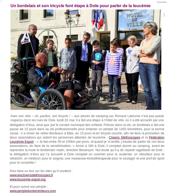 Parution dans le jounal de la mairie de Dole