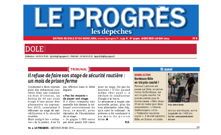 Article dans le Progrés page Dole